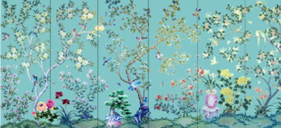 hand painted wallpaper, chinoiserie wallpaper