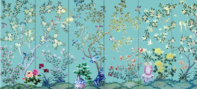 Vintage Chinese Wallpaper Design Painting by Chinese School - Fine