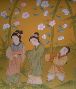 silk wallpaper, hand painted wallpaper, chinoiserie wallpaper, chinese wallpaper