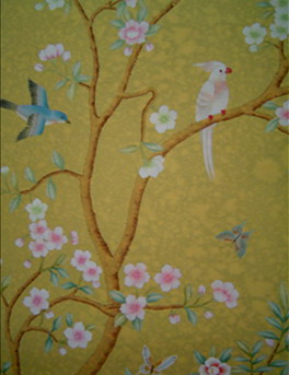 silk wallpaper, hand painted wallpaper, chinoiserie wallpaper, chinese wallpaper